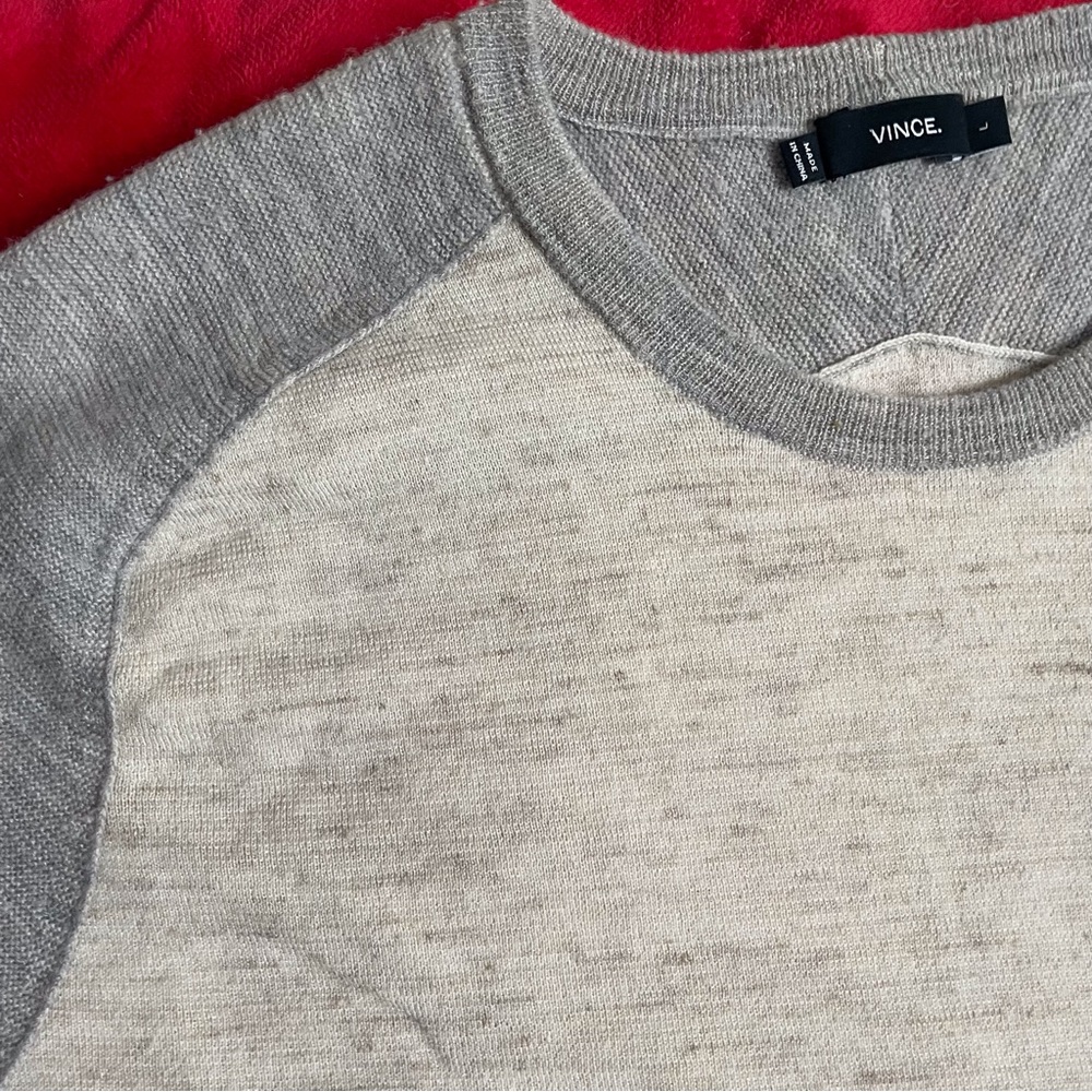Vince Men's heather white and Gray Crewneck Sweater - Picture 7 of 8